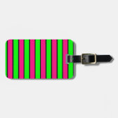 Heet Roze en Lime Groene Strepen Bagagelabel (Voorkant horizontaal)