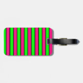Heet Roze en Lime Groene Strepen Bagagelabel (Achterkant horizontaal)