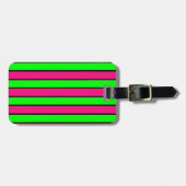 Heet Roze en Lime Groene Strepen Bagagelabel (Voorkant horizontaal)