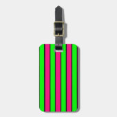 Heet Roze en Lime Groene Strepen Bagagelabel (Voorkant verticaal)