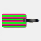 Heet Roze en Lime Groene Strepen Bagagelabel (Achterkant horizontaal)