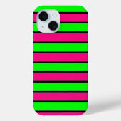 Heet Roze en Lime Groene Strepen Case-Mate iPhone Case (Achterkant)