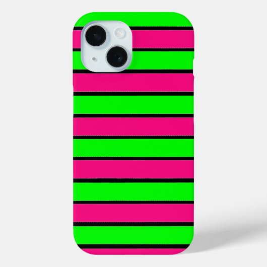 Heet Roze en Lime Groene Strepen Case-Mate iPhone Case (Achterkant)