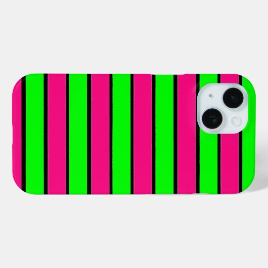 Heet Roze en Lime Groene Strepen Case-Mate iPhone Case (Achterkant (horizontaal))