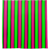 Heet Roze en Lime Groene Strepen Douchegordijn (Voorkant)
