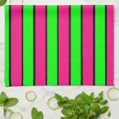 Heet Roze en Lime Groene Strepen Theedoek (Gevouwen)