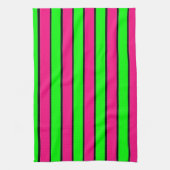 Heet Roze en Lime Groene Strepen Theedoek (Verticaal)