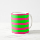 Heet Roze en Limoengroen Gestreepte Koffiemok (Voorkant rechts)