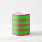 Heet Roze en Limoengroen Gestreepte Koffiemok (Center)