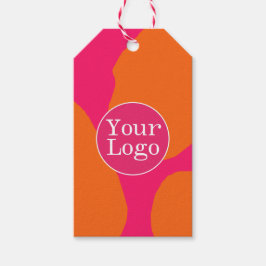 Heet Roze en Oranje Abstract Patroon met Logo Cadeaulabel