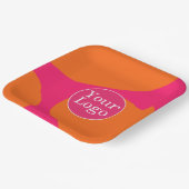 Heet Roze en Oranje Abstract Patroon met Logo Papieren Bordje (Gebogen)