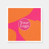 Heet Roze en Oranje Abstract Patroon met Logo Servet (Voorkant)