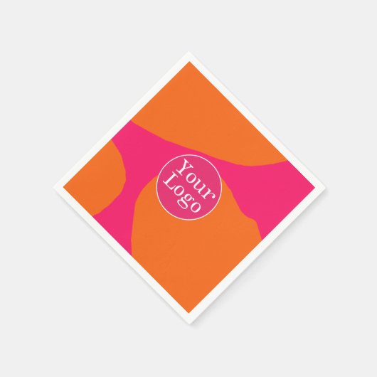 Heet Roze en Oranje Abstract Patroon met Logo Servet (Hoek)