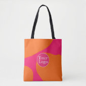 Heet Roze en Oranje Abstract Patroon met Logo Tote Bag (Voorkant)