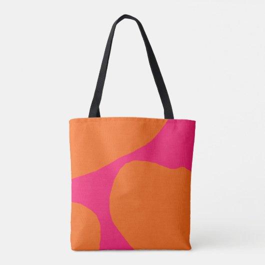 Heet Roze en Oranje Abstract Patroon met Logo Tote Bag (Achterkant)