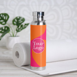 Heet Roze en Oranje Abstract Patroon met Logo Waterfles