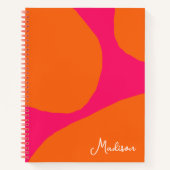 Heet Roze en Oranje Abstract Patroon met Naam Notitieboek (Voorkant)