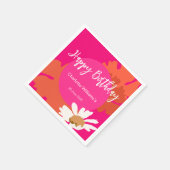 Heet Roze en Oranje Bloemen Happy Birthday Party Servet (Hoek)
