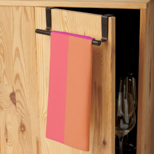Heet Roze En Oranje Kleurblokken Theedoek
