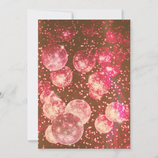 Heet roze en oranje retro disco bal bruiloft kaart (Voorkant)