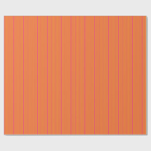 Heet roze en oranje verticale strepenpatroon cadeaupapier