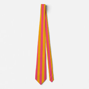 Heet roze en oranje verticale strepenpatroon stropdas