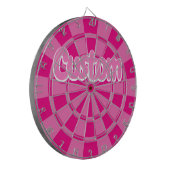 Heet roze en roze kleur witte omlijning aangepaste dartbord (Voorkant Links)