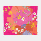 Heet Roze en Sinaasappel Bloementuin Abstract Fleece Deken (Voorkant (Horizontaal))