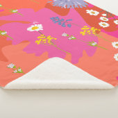 Heet Roze en Sinaasappel Bloementuin Abstract Sherpa Deken (3/4)