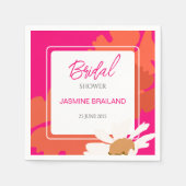 Heet Roze en Sinaasappel Daisy Abstract Floral Bri Servet (Voorkant)