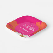 Heet Roze en Sinaasappel Daisy Floral Verjaardagsf Papieren Bordje (Gebogen)