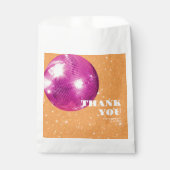 Heet roze en Sinaasappel disco ballen bruiloft dan Bedankzakje (Voorkant)
