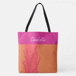 Heet roze en Sinaasappel groen bladeren gepersonal Tote Bag