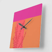Heet roze en Sinaasappel groen laat kleurblokken Vierkante Klok (Hoek)
