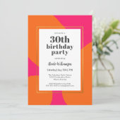 Heet Roze en Sinaasappel Kleurrijke 30ste Verjaard Kaart (Staand voorkant)