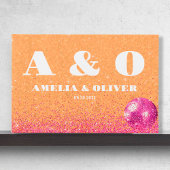 Heet roze en Sinaasappel Retro Disco Balls Bruilof Gastenboek