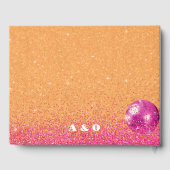 Heet roze en Sinaasappel Retro Disco Balls Bruilof Gastenboek (Achterkant)