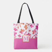 Heet Roze en Sinaasappel Waterverf Bloem Stengels Tote Bag (Achterkant)