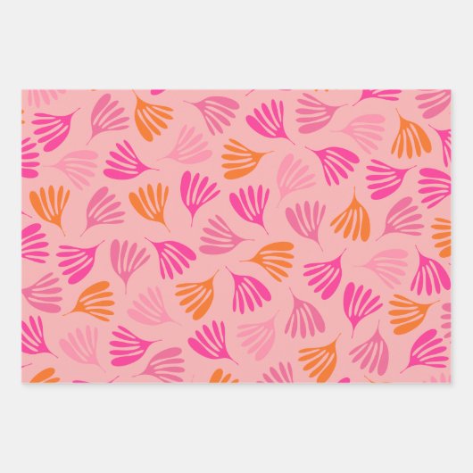 Heet roze en Sinaasappel Wisp Leaves Modern Patter Inpakpapier Vel (Voorkant 3)