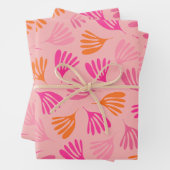 Heet roze en Sinaasappel Wisp Leaves Modern Patter Inpakpapier Vel (In situ)