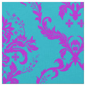 Heet roze en turquoise bloemen damasks stof (Close Up)