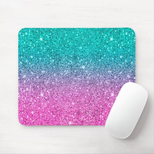 Heet roze en turquoise ombre glitter textuur muismat (Met muis)