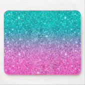 Heet roze en turquoise ombre glitter textuur muismat (Voorkant)