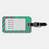 Heet roze en turquoise Pop Art Zebraprint Bagagelabel (Voorkant horizontaal)
