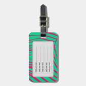 Heet roze en turquoise Pop Art Zebraprint Bagagelabel (Voorkant verticaal)