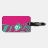 Heet roze en turquoise Pop Art Zebraprint Bagagelabel (Achterkant horizontaal)