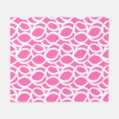 Heet Roze en Wit Abstract Lijnpatroon Fleece Deken (Voorkant (Horizontaal))