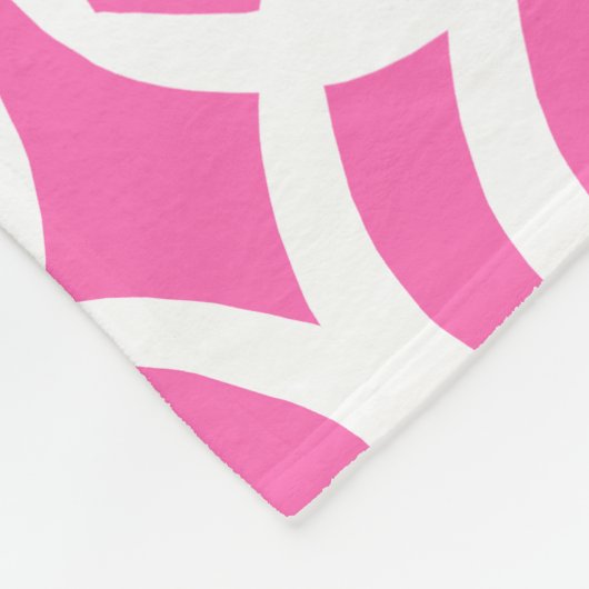 Heet Roze en Wit Abstract Lijnpatroon Fleece Deken (Hoek)