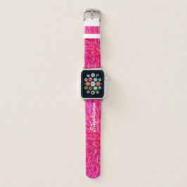 Heet Roze en Wit Bloemen Abstract, Naam, Apple Horlogebandje