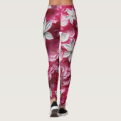 Heet Roze en Wit Bloemen Leggings: Bold Elegance Leggings (Achterkant)
